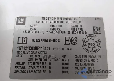 2011 GMC Sierra 2500Hd Slt z USA, uszkodzony, nr VIN 1GT121C83BF113141